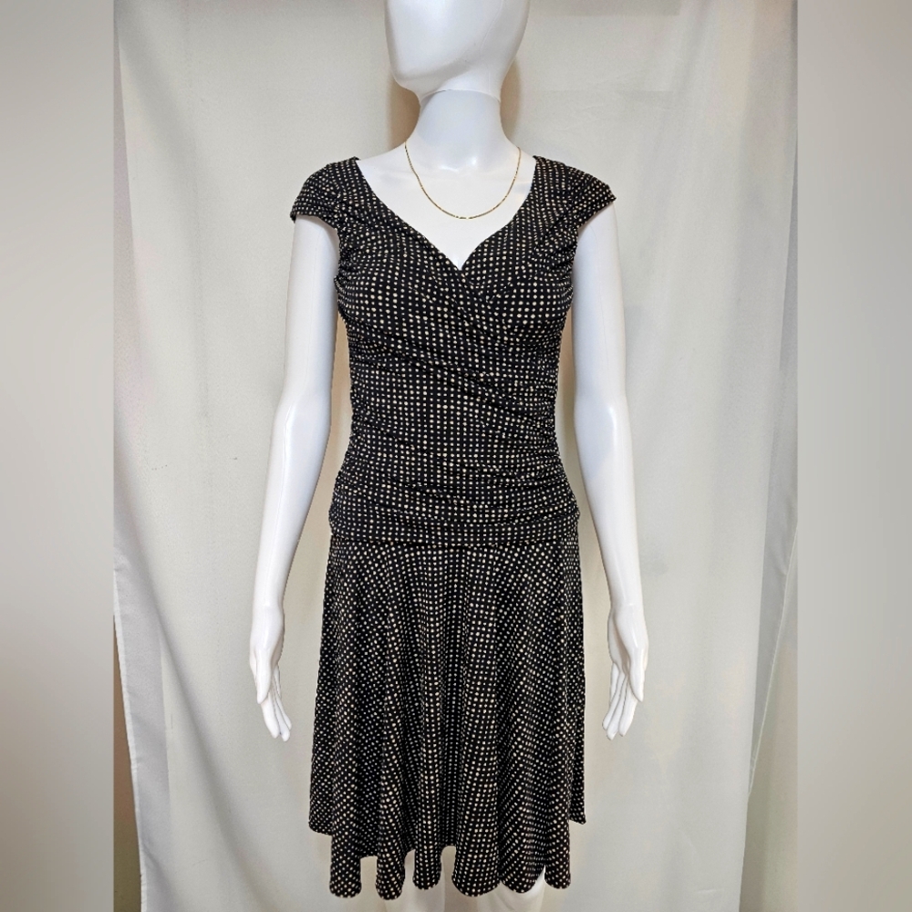 Tahari by Arthur S. Levine Serena Black & White Polka Dot Dress – Size 4